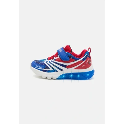 Image of Geox Light UP Spider MAN Ciberdron BOY Trainers for kids, Size: 5, Royal/red Imitation leather/ textile