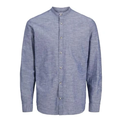 Image of JACK &amp; JONES Men&#039;s Jjesummer Band Shirt Ls Sn Long Sleeve, Faded Denim, L