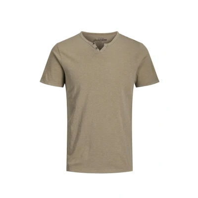 Image of Jack &amp; Jones Jjesplit NECK SS NOOS Basic Tshirt, Men&#039;s, Size: Small, Crockery fit slim