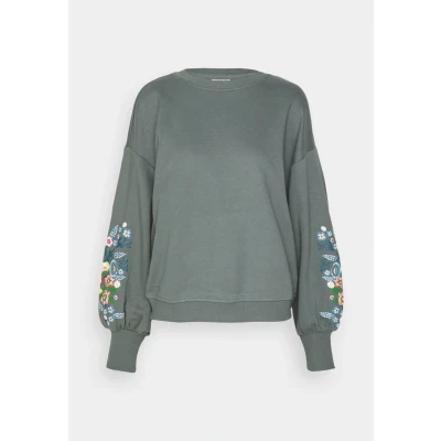 Image of ONLY Onlbrooke O NECK Flower Sweatshirt, Women&#039;s, Size: XXS, Balsam green