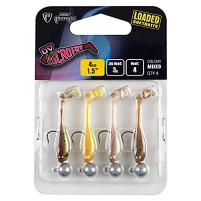 Image of Fox Rage Micro Fry Mixed UV Colour Pack Loaded Softbaits 4cm (3g) (4 pieces) Shad