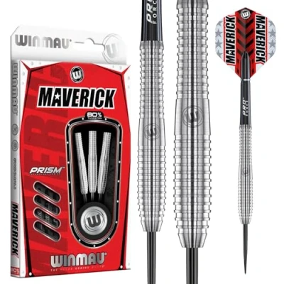 Image of WINMAU Maverick 24 Gram Professional Steeltip Tungsten Darts Set with Flights and Stems (Shafts)