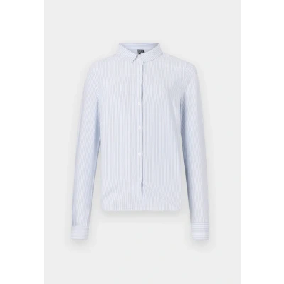 Image of Pieces Pcirena Oxford Shirt Buttondown blouse, Women&#039;s, Size: XS, Bright white kentucky blue