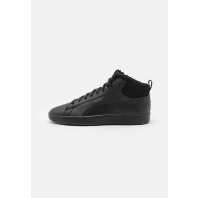 Image of Puma Smash 3.0 MID Unisex Hightop trainers, Size: 11, Black/shadow gray leather and imitation