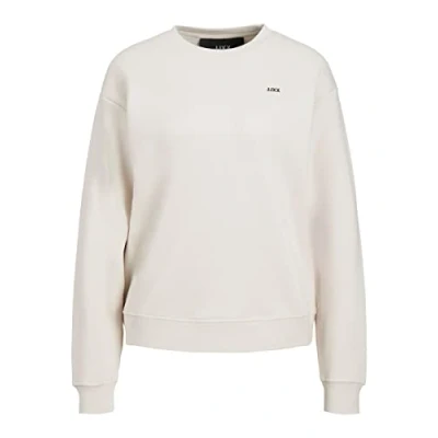 Image of Jjxx Women&#039;s Jxabbie Ls Rel Every Brush Crew Noos Sweatshirt, Moonbeam/Print: Black Logo, S