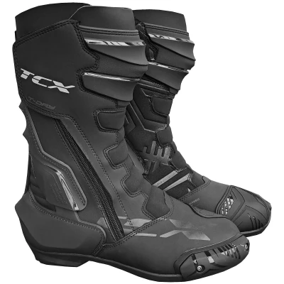 Image of TCX Men&#039;s S tr1 Motorcycle Boot, Sporty, Certified and Waterproof, with T Dry Integration, Microfiber Upper, Side Elastic Zipper Velcro Closure, Black, 5 UK