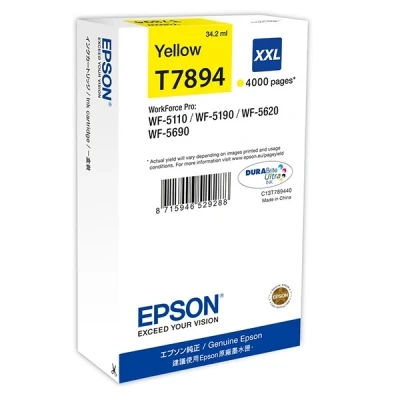 Image of Epson T7894 high capacity yellow ink cartridge (original)