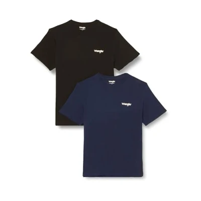 Image of Wrangler 2PACK SIGN OFF TEE Basic Tshirt, Men&#039;s, Size: 3XL, True navy