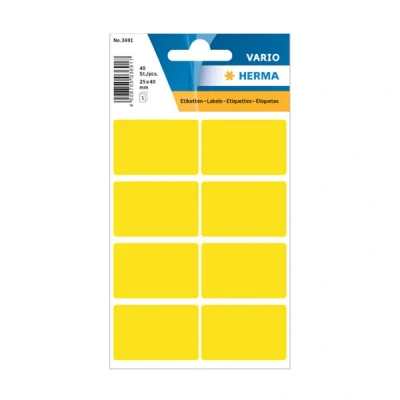 Image of HERMA 3691 Multi Purpose Labels, 40 Pieces, 25 x mm, 8 per Sheet, Self Adhesive, Household Labels for Writing on Calendar, Planner, Crafts, Matt, Blank Paper Adhesive Stickers, Yellow