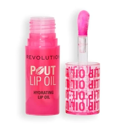 Image of Revolution Pout Lip Oil Teinté Nourishing Oil, Very High Shine &amp; Non Sticky Finish, Vegan Cruelty Free, Pink Watermelon, 3ml