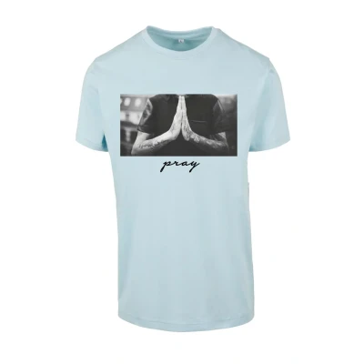 Image of Mister Tee PRAY Print Tshirt, Men&#039;s, Size: XXL, Ocean blue