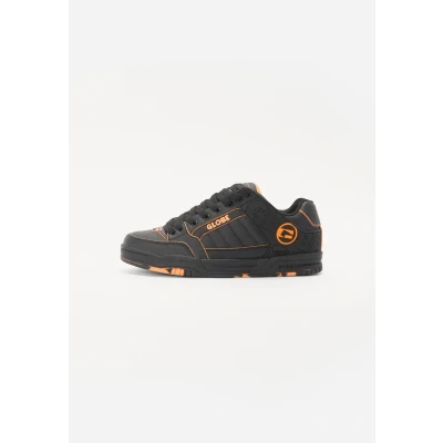 Image of Globe TILT Skate shoes, Men&#039;s, Size: 5, Black/orange/mosaic Leather/synthetics