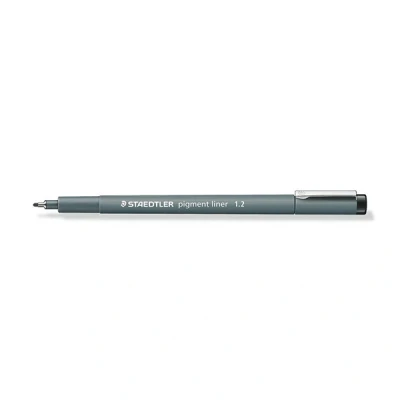 Image of STAEDTLER Black Pigment Liner, Line Width 1.2 mm, Indelible Ink, Long Metal Tip, Life, 10 Fineliner Pens in Cardboard Case, 308 12 9