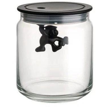 Image of Alessi Storage Jar Gianni A Little Man Holding On Tight 700 ml Black