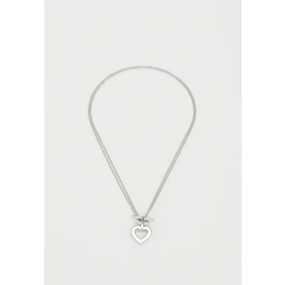 Image of Tommy Hilfiger Toggle Heart Necklace silvercoloured, Women&#039;s, Size: One Size, Silver coloured