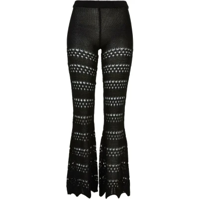 Image of Urban Classics Flared Crochet Trousers, Women&#039;s, Size: Medium, Black
