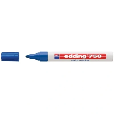 Image of edding 750 Paint Markers Blue 10 Pens Bullet Tip 2 4 mm Pen for Marking and Labelling Metal, Glass, Stone or Plastic Heat Resistant, Permanent, Smudge proof