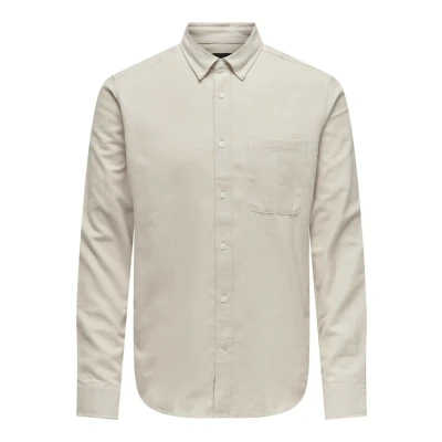 Image of Only &amp; Sons Men&#039;s Long Sleeve Shirt, Silver Lining, XL