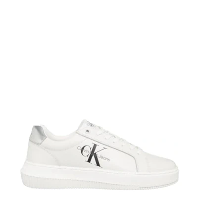 Image of Calvin Klein Jeans Chunky Cupsole Laceup Trainers, Women&#039;s, Size: 6.5, Bright white/silver Leather