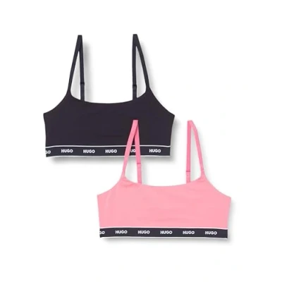 Image of HUGO TWIN Bralette 2 PACK Bustier, Women&#039;s, Size: Large, Open pink/black