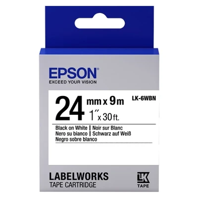 Image of LabelWorks LW Z710 Epson LK 6WBN standard black on white tape, 24mm (original Epson)
