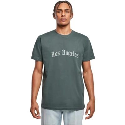 Image of Mister TEE LOS Angeles Wording Print Tshirt, Men&#039;s, Size: XL, Bottlegreen