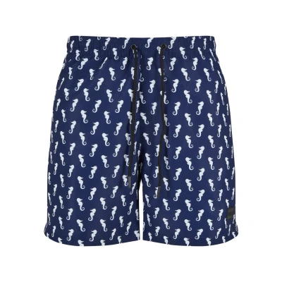 Image of Urban Classics Pattern Swimming shorts, Men&#039;s, Size: Small, Navyseahorse