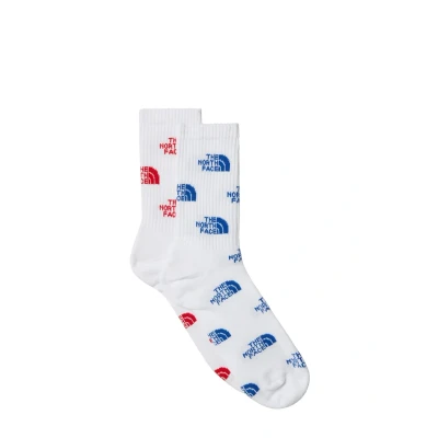Image of The North Face Everyday CREW LOGO 2 PACK Socks, Women&#039;s, Size: Medium, tnf whte red bl