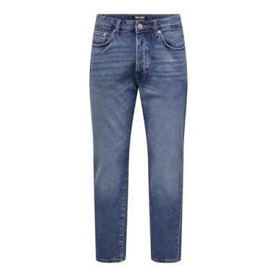 Image of Only &amp; Sons Onsyoke Tapered fit Relaxed jeans, Men&#039;s, Size: 28x30, Medium blue denim