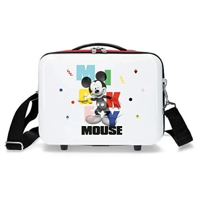 Image of Disney Mickey&#039;S Party Adaptable Wash Bag, White, 29x21x15 cms, Toiletry Bag White 29x21x15cm Rigid ABS 9.14L