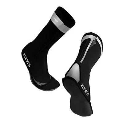 Image of ZONE3 Neoprene Swim Socks/High Stretch 2mm Wetsuit Socks For Open Water Swimming, Diving, Snorkeling, Black/Reflective Silver, XS