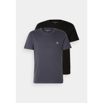 Image of Calvin Klein Jeans Monologo 2 PACK Basic Tshirt, Men&#039;s, Size: XS, Black india ink