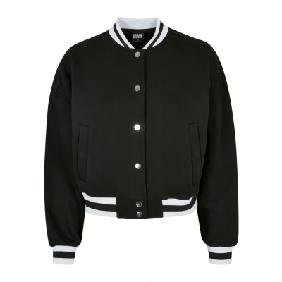 Image of Urban Classics Oversized College Sweat Bomber Jacket, Women&#039;s, Size: 3XL, Black