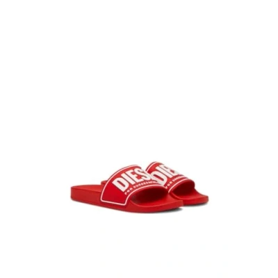 Image of Diesel SA Mayemi CC Pool slides, Men&#039;s, Size: 6, Red white Soft synthetic