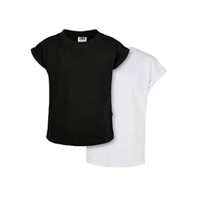 Image of Urban Classics Organic Extended Shoulder 2PACK Basic Tshirt for kids, Size: 5 6y, Black white
