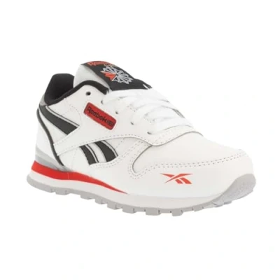 Image of Reebok Unisex Kid&#039;s Classic Leather Step N Flash Sneaker, Ftwwht Pugry3 Vecred, 2 UK Child