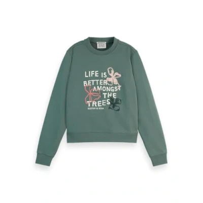 Image of Scotch &amp; Soda Artwork Regular FIT Sweatshirt, Women&#039;s, Size: XS, Park green