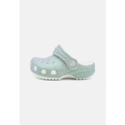 Image of Crocs Classic Iridescent Glitter Mules for kids, Size: 2, White Synthetics