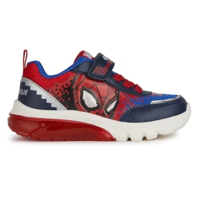 Image of Geox Marvel Spiderman Ciberdron BOY Trainers for kids, Size: 1, Navy/red Imitation leather/ textile