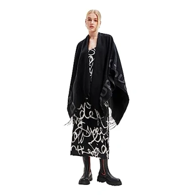 Image of Desigual Women&#039;s Poncho_Logo Paris, Black, One Size, Size