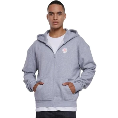Image of Upscale by Mister Tee Summer OF LOVE Heavy Zipup sweatshirt, Men&#039;s, Size: XL, Heather grey