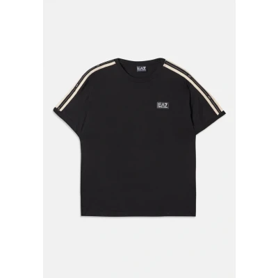 Image of EA7 Emporio Armani LOGO Series TAPE TEE Print Tshirt, Men&#039;s, Size: Small, Black