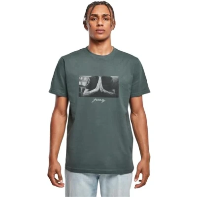 Image of Mister Tee PRAY Print Tshirt, Men&#039;s, Size: XL, Bottlegreen