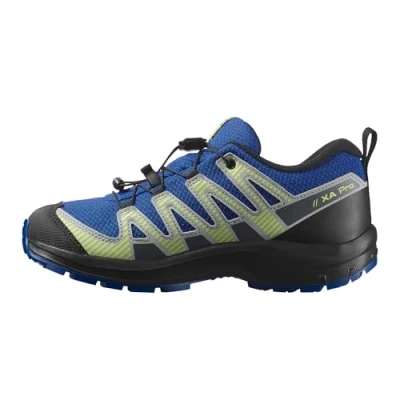 Image of Salomon XA PRO V8 Waterproof Unisex Hiking shoes for kids, Size: 12.5K, Nautical blue/black/sharp green Textile/synthetics