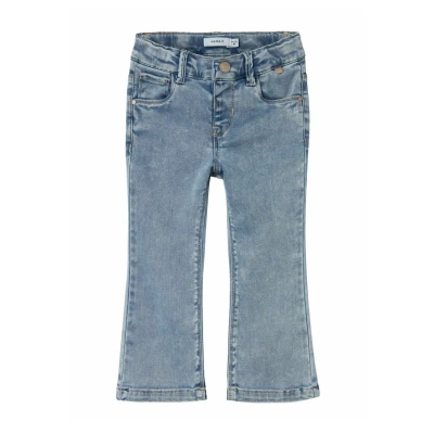Image of Name it Nmfsalli TO NOOS Straight leg jeans for kids, Size: 1.5 2y, Light blue bleached denim