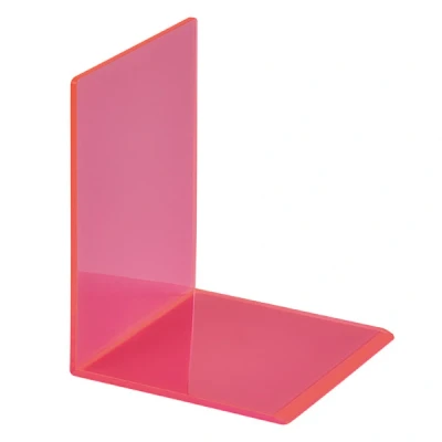 Image of MAUL Acrylic Bookend (Pack of 2), 10 x 13 cm, Book Holder, Organza for Children, Books, Office, Shelf, Elegant Crystal Clear in Stylish Design, Gentle on Furniture, 3513621 (Pink)