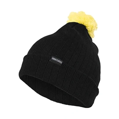 Image of Urban Classics Beanie, Men&#039;s, Size: One Size, Blk/yel