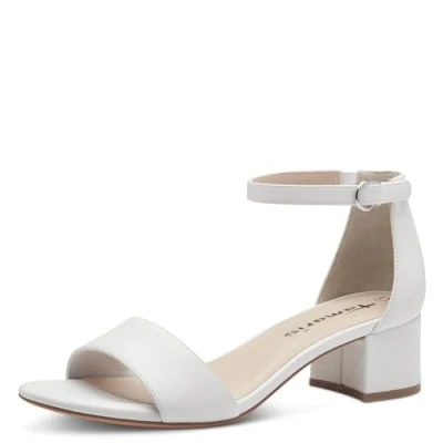 Image of Tamaris Women&#039;s 1 28295 42 Heeled Sandal, White Matt, 7 UK
