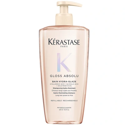 Image of Kérastase Gloss Absolu Refill Pouch Shampoo with Glycolic Acid, Hyaluronic Acid and Wild Rose in Oil 500ml