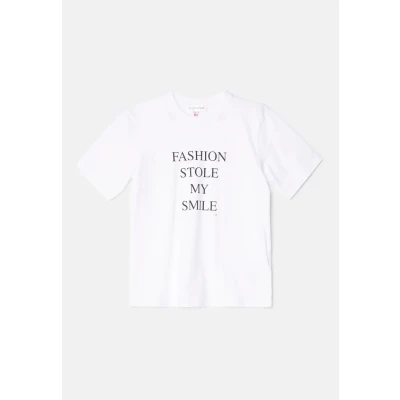 Image of Victoria Beckham Slogan TEE Print Tshirt white, Women&#039;s, Size: Large, White